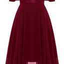 BeryLove Cocktail Formal Party Dress Bridesmaid Wedding Guest A Line Lace Elegant Flowy Prom Dresses