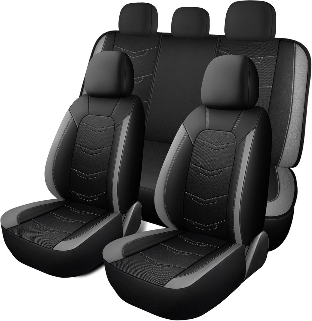 Seat Covers,Sport and Breathable Seat Covers,Anti-Slip Universal Fit Car Seat Covers Full Set for Cars Sedans SUV and Truck(Full Seat,Black+Grey,N2)