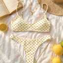 MakeMeChic Women's Polka Dots Thong Bikini Sets High Cut Micro Sexy Bathing Suit Swimsuit (M)