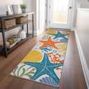 2' x 6' Washable Indoor Outdoor Runner Rug for Hallway, Kitchen, Outdoor, Stain Resistant, Easy Clean, Orange Coastal Runner Rug for Indoor, Patio, Deck, Porch, Kitchen, Hallway, Laundry Room