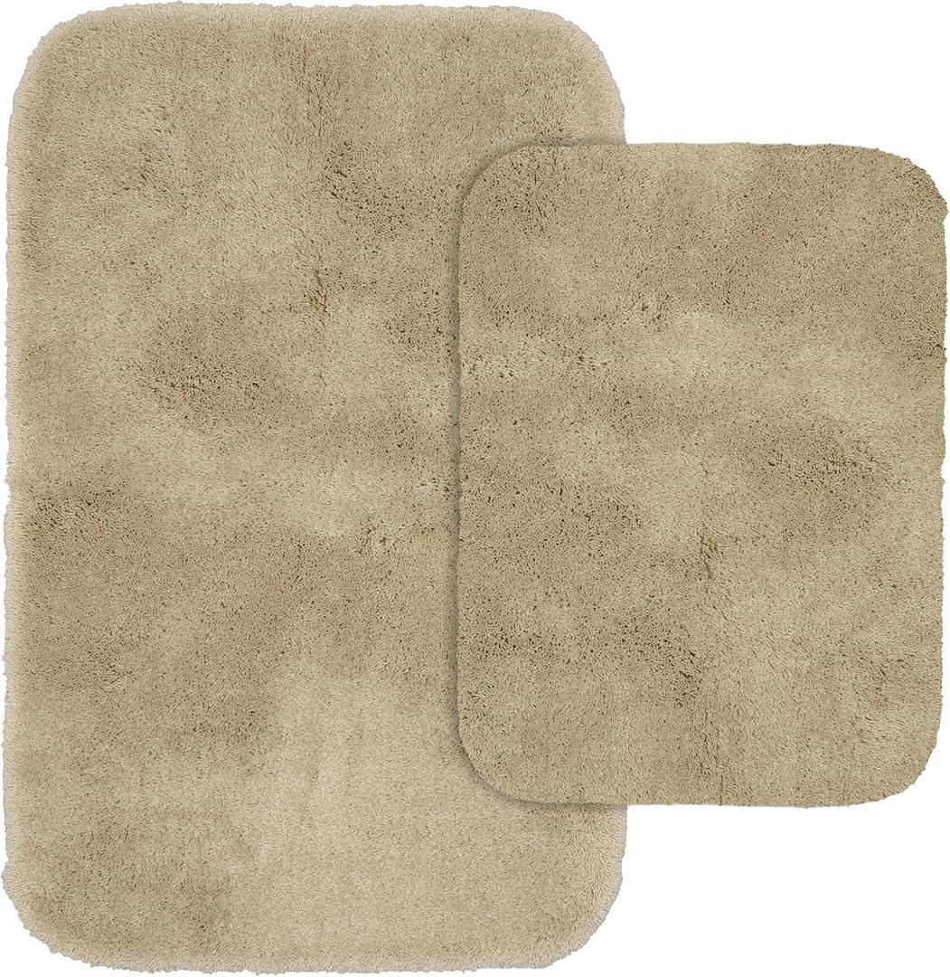 Garland Rug Finest Luxury Beige Linen 2-Piece Set Ultra Plush Washable Bath Rug Set - Soft, Absorbent, And Stylish For Your Bathroom