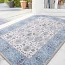 2x3 Washable Area Rug – Soft, Non-Slip Entrance Rug, Durable Indoor Door mat, Floor Carpet for High-Traffic Areas, Entryway, Kitchen, and Bedside, Cozy Elegance/Blue