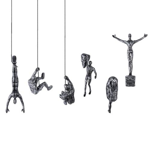 XYQXYQ Set of 6 Climbing Men Wall Art Decor Sculpture,Nordic Modern Simplicity Decorative Wall Art, Climbing Man Sculptures,Home & Office Climber Gifts