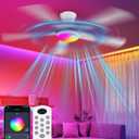 Ceiling Fans with Lights 52 inch,Flush Mount Low Profile,Smart Remote & App,RGB LED,Dimmable 3CCT,6-Speed Reversible,Sleek Ceiling Fan for Bedroom Living Room Apartment Nursery,White