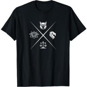 Cardinal Virtues of Stoicism T-Shirt, (Black, Large)