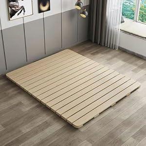 XIJIXILI Floor Bed Frame Japanese Bed Frame Foldable Slatted Bed Base Wooden Floor Platform Guest Tatami Mat（Queen）