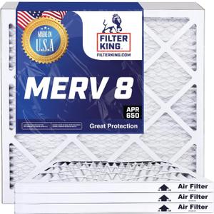 Filter King 18x25x1 Air Filter | 12-PACK | MERV 8 HVAC Pleated A/C Furnace Filters | MADE IN USA | Actual Size: 17.5 x 24.5 x .75"