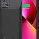 Battery Case for iPhone 13, 7000mAh Ultra-Thin Portable Protective Charging Case Rechargeable Extended Battery Pack Compatible with iPhone 13 (6.1 inch) External Charger Case (Black)