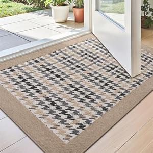 LUMI Inside Door Mat for Entry 24''x36'', Absorbent, Dirt Trapper, Low Profile Thin, Non Slip Mats with Rubber Backing, Ideal for Indoor, High Traffic, Garage, Entrance, Birdy Beige