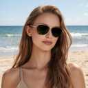 FEISEDY Retro Polarized Aviator Sunglasses for Women Men Vintage Square Sunglass With Classic Style B0259