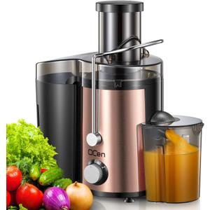 Juicer Machine, 800W Centrifugal Juicer Extractor with Wide Mouth 3 Feed Chute for Fruit Vegetable, Easy to Clean, Stainless Steel, BPA-free (Rose Gold)
