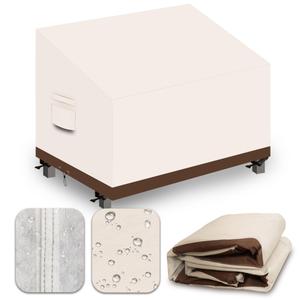 CNCZMH Heavy Duty Patio Sofa Covers Waterproof, Outdoor 3-Seater Couch Cover Waterproof, 600D Outdoor 2-Seater Loveseat Furniture Covers with Air Vent Handle 79''W x 38''D x 24''H/ 35''H Beige Brown