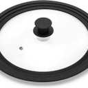Universal Lid for Pots,Pans and Skillets - Tempered Glass with Heat Resistant Silicone Rim Fits 10.5", 11" and 12" Diameter Cookware,Black