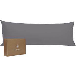 Bioweaves 100% Organic Cotton Body Pillow Cover for Body Pillowcases 300 Thread Count Soft Sateen Weave GOTS Certified with Zipped Closure - 21" x 54", Grey