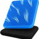 SSIITT Gel Seat Cushion for Long Sitting – Double-Layer Honeycomb Cooling Chair Pad, Thick Supportive Gel Cushion with Breathable Non-Slip Cover for Office Chair, Car, Wheelchair & Long Sitting（Blue）