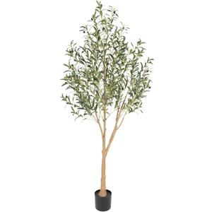 Tall Faux Olive Tree，6Ft(72in) Realistic Texture Potted Silk Artificial Olive Tree， Fake Olive Trees Indoor Outdoor for Home Office Living Room Bedroom Foyer Porch Decor