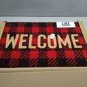 DII Natural Coir Front Door Mat Outdoor Collection, Decorative Checkered Doormat with Heavy Duty PVC Backing, 17x29, Buffalo Check Welcome