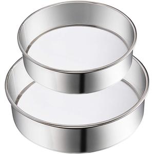 2 Pack Flour Sifter,Stainless Steel Fine Mesh Strainers Flour Sieve,60 Mesh Round Sifter for Baking Cake Bread (6-Inch and 8-Inch)