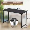 FDW 47 inches Computer Desk/Home Office Desk/Writing Study Table/Modern Simple Style PC Desk with Metal Frame,Black