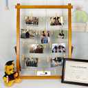 FramePro Freestanding Photo Display Board with Clips, Stable Tabletop Picture Frame Stand Holds 30+ Photos, Graduation Centerpiece Decorations 2026, Wooden Board for Photos, Artworks (Walnut)