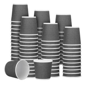 24 Pcs Disposable Espresso Coffee Cups Ripple Corrugated Paper Insulated Hot Cups for Party Cold Drinks Hot Beverage Tea(Gray)