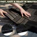 Acacia Wood Flooring Interlocking Deck Tiles for Patio Decor 9 Pcs 12 Slats VR Black - Waterproof Indoor & Outdoor Decor - Balcony Garden Decking Tile (12.2 * 12.2 * 0.7 inches)