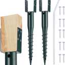 2 Pcs No Dig Ground Screw Anchor Spike  U Shaped Post Stake for Mailbox and Fence, Includes Lag Bolts & Rebar, Fits Standard 4x4 (3.5" X 3.5" Inch) Post.