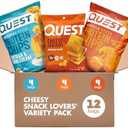 Quest Nutrition Cheese Lovers Variety Pack, Nacho Tortilla Style Protein Chips x4, Cheddar & Sour Cream Chips x4, Cheddar Blast Crackers x4, 12 Count BB: 02/20/2026