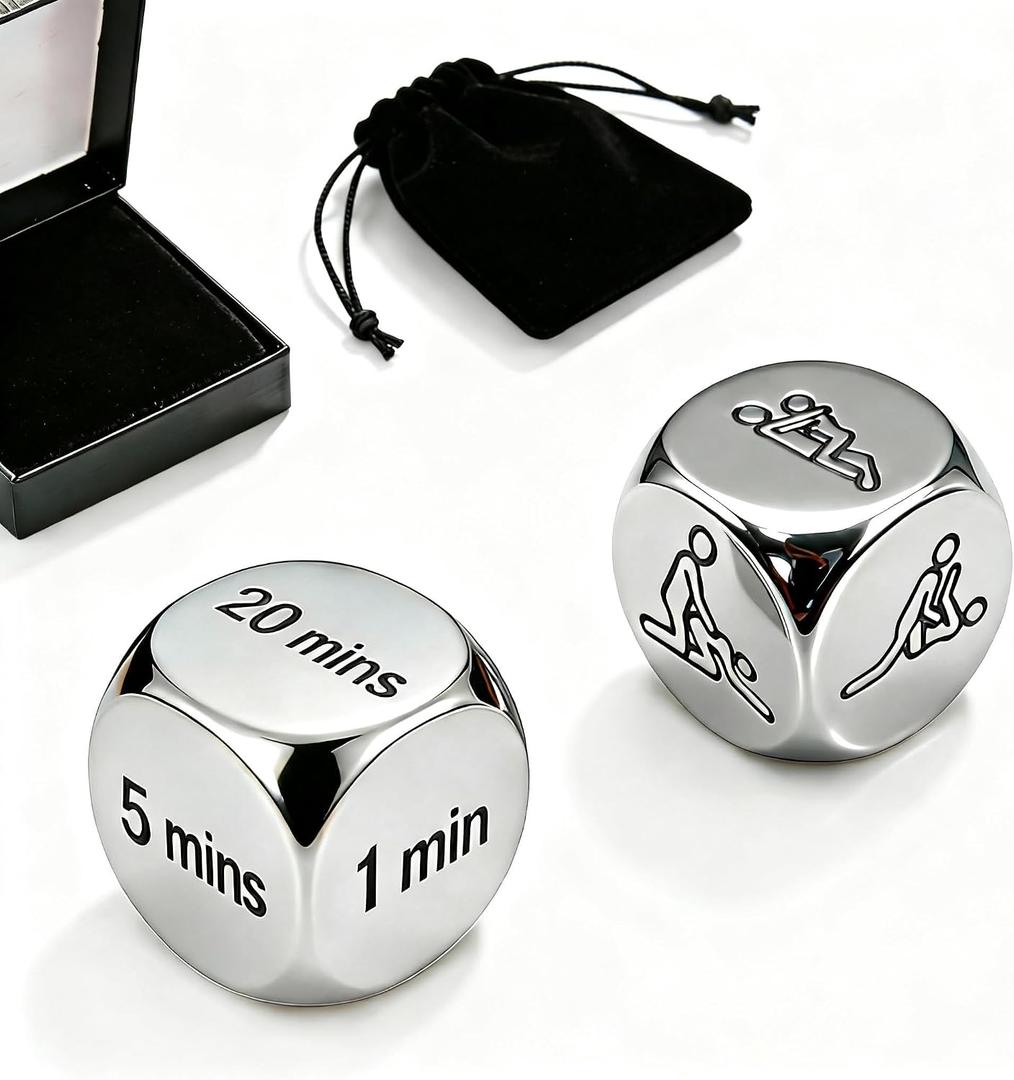 Stainless Steel Date Night Dice for Couples – Premium Metal Decision Dice Set with Gift Box – Romantic 11th Anniversary & Valentine's Day Gift for Him or Her – Novelty Game for Spontaneous Adventures