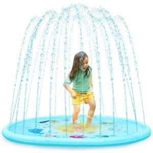 B. toys  Summer Splash Pad  Outdoor Water Sprinkler for Kids  Large 70-Inch Diameter  3/8-Inch Hose Adapter Included  1 Year +  Splish 'n' Splash Mat