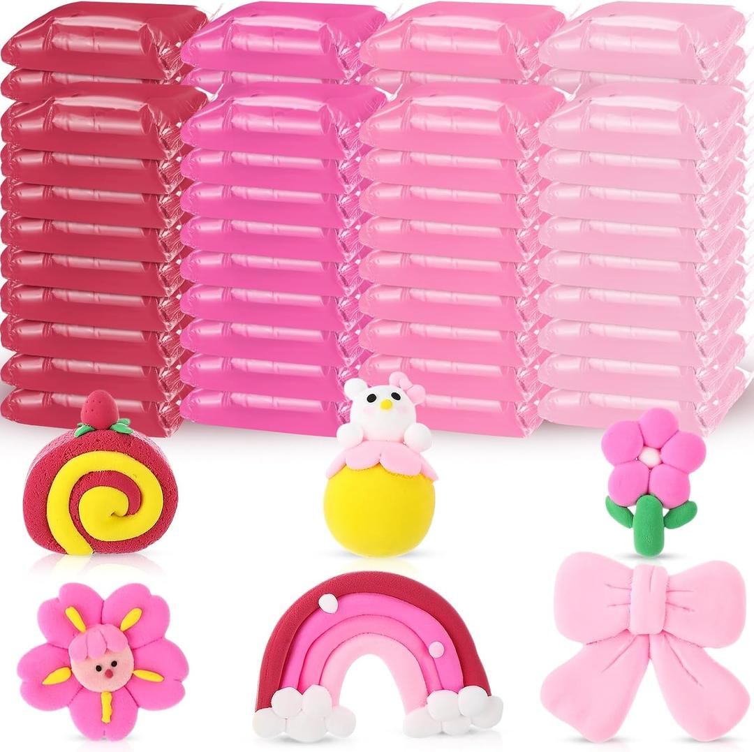 72 Pcs 38oz Air Dry Clay Bulk Modeling Magic Ultra Lightweight Foam Modeling Clay for Kids Adults DIY Gifts Party Arts Crafts and School Project Supplies(Pink)