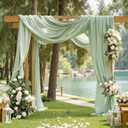 Shillance Sage Green Wedding Arch Draping Fabric, 2 Packs 29" x 20FT Sheer Fabric Arch Drapery Curtain Backdrop Ceiling Drapes for Wedding Arbor Ceremony Canopy Birthday Party Decorations