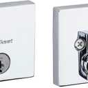 Kwikset Downtown Deadbolt Lock, Polished Chrome Square Exterior Keyed Front Entry Door, Pick Resistant SmartKey Rekey Security, Single Cylinder Dead Bolt (0.5" x 2.63" x 2.63")