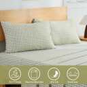 Sage Green Gingham Queen Sheet Set, 4-Piece Soft Brushed Microfiber Bed Sheets - 16" Deep Pocket Fitted Sheet, Wrinkle & Fade Resistant, Hotel Luxury Bedding