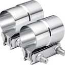 EVIL ENERGY 2.5'' Exhaust Clamp,2 1/2in Lap Joint Band Clamp Stainless Steel for Pipes,Mufflers,Catalytic Converters (2PCS, 2.5 inch)
