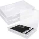 3 Pack Plastic Storage Boxes with Hinged Lids for 8.5" x 11" Letter, 2" Height A4 File Storage Case, Clear Scrapbook Paper Storage Boxes Documents Magazines Holder