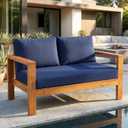 Outdoor Loveseat Cushion Set, 46" x 26" Loveseat Cushions for Outdoor Furniture, Waterproof & Fade-Resistant Patio Furniture Cushions, Deep Seat Cushion for Bench, Swing and Couch, Navy Blue