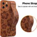Fiyart Designed for iPhone 11 Pro Max Case Cute Flowers with Strap Soft TPU Phone Cover Protective Camera Lens Protection for Women Men Floral Bumper with Stand 6.7"-Brown