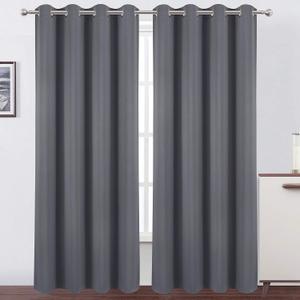 LEMOMO Blackout Curtains 66 x 95 inch/Grey Curtains Set of 2 Panels/Thermal Insulated Room Darkening Bedroom Curtains