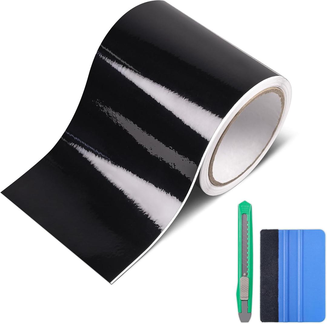 Lypumso Gloss Black Vinyl Wrap for Chrome Delete, 5 Inch x 30ft Automotive Grade Self-Adhesive Tape DIY Car Exterior Door Edge Guard, Window Sill Trim Protection Anti-Scratch