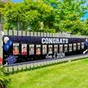 HunnmingRe Large 2026 Graduation Decorations K-12 Photo Banner Blue Congrats Grad Yard Sign Class of 2026 Photo Banner for Kindergarten High School Middle School Graduation Party Supplies
