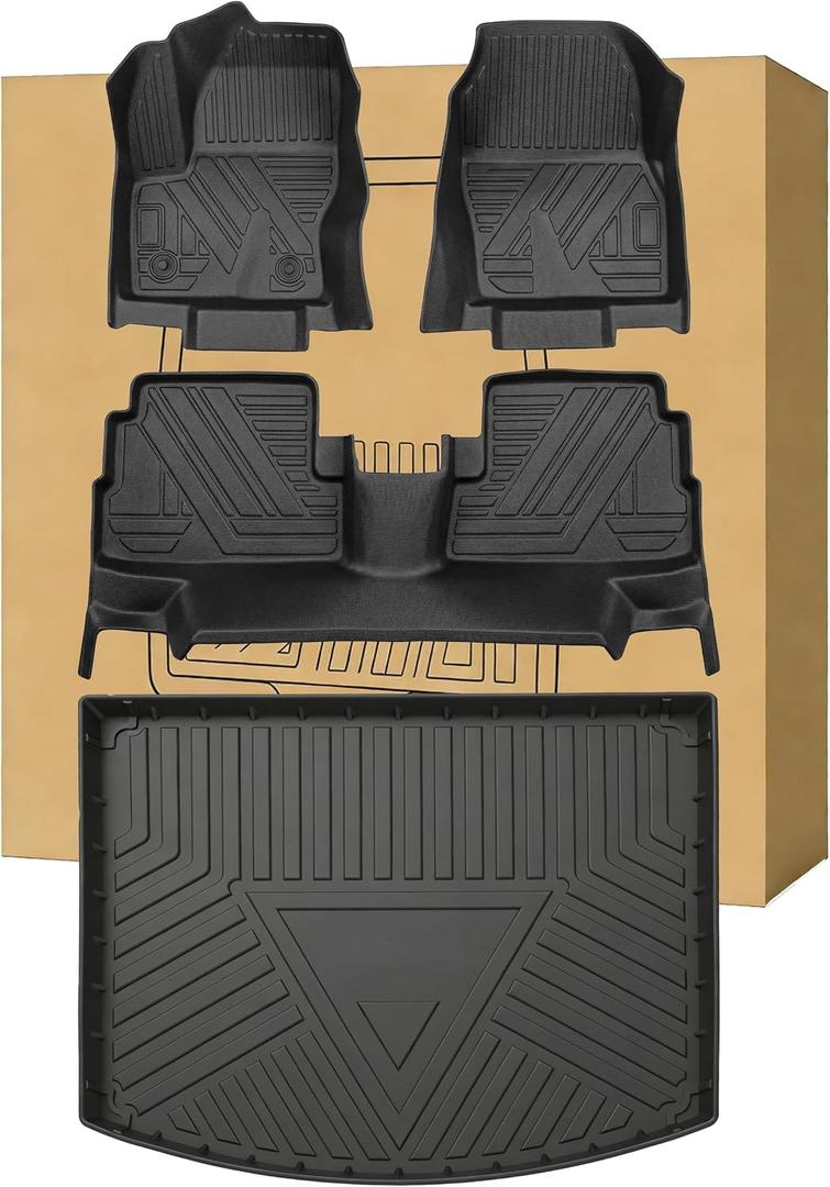 Aiqiying Floor MatsCargo Liners Compatible with Ford Escape 2013-2019 ModelsAll Weather Waterproof Durable Custom-Fit Trunk Tray Front Rear Rows Full Set Carpet Protection TPE Accessories