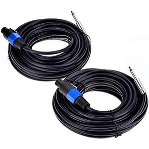 Yuyaokk 2Pack 25 ft Speakon to 1/4" Male Speaker Cables, Professional 12 Gauge AWG Wire Audio Amplifier Connection Cord, DJ/PA Wire with Twist Lock.