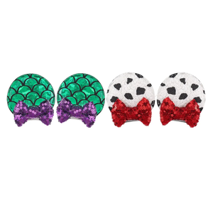 CellElection 8PCS Sequin Mouse Ears Hair Clips Glitter Hair Bows Cute Mice Ears Hair Clips Barrettes for Women Girls Hair Accessories for Costume Party Favor Christmas Decoration