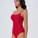 SUUKSESS Women One Piece Tummy Control Swimsuit Crisscross Backless Bathing Suit (Red, XL)