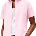 Tommy Hilfiger Mens Short Sleeve Poplin Shirts in Regular Fit, Men's Button Down Shirts (X-Large)