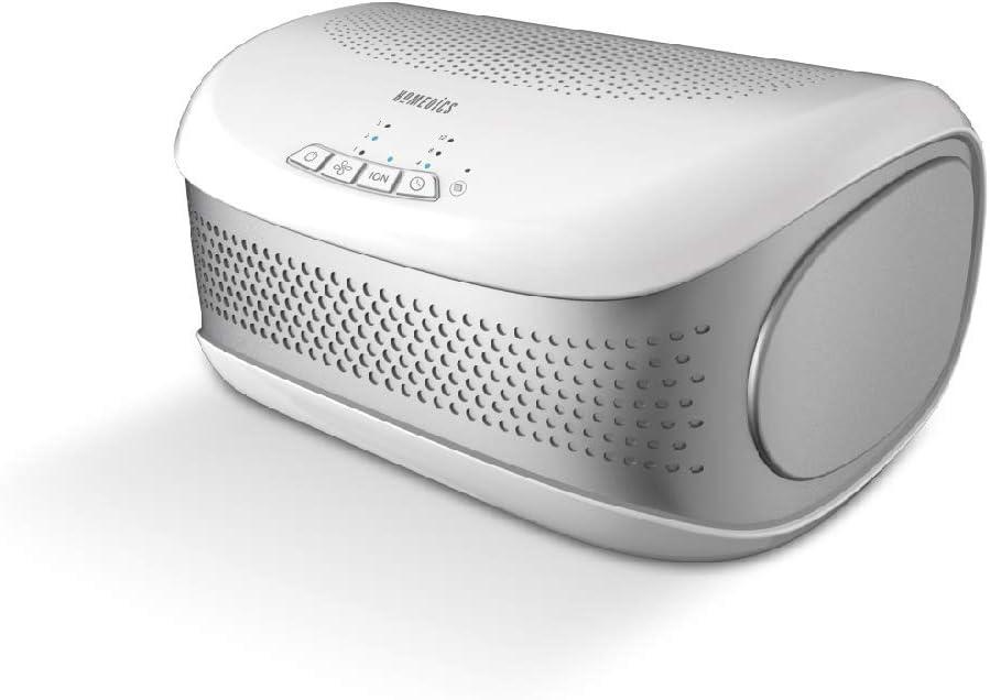 Homedics TotalClean Desktop Air Purifier  360-Degree HEPA Filter for 128 Sq Ft, Small Air Purifier for Home Office, Bedroom and Workplace, 3 Speed Settings for Small Rooms, White