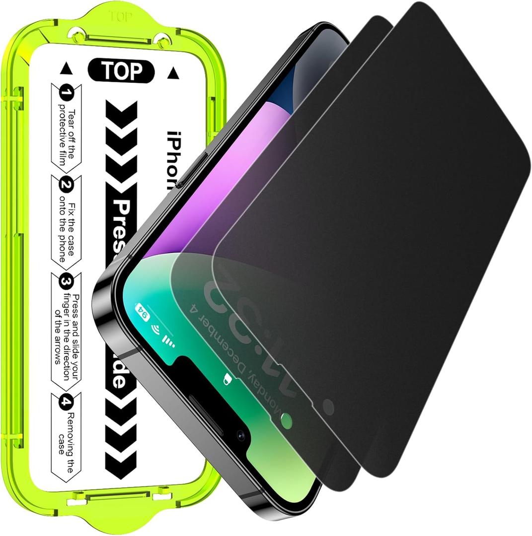 Esanik 2 Pack Matte Privacy Glass Screen Protector for iPhone 13 Pro Max/14 Plus Anti-Glare & Anti-Spy,Anti-Reflection, Smooth as Silk, Military-Grade 9H Hardness,Flawless Fit Tray