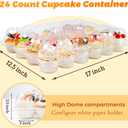 24 Count Cupcake Containers 10 Pack Cupcake Holders Plastic Clear Disposable Cupcake Containers with Detachable Tall Dome Lids and 360 Liners for 240 Cupcakes, BPA Free, Standard Size