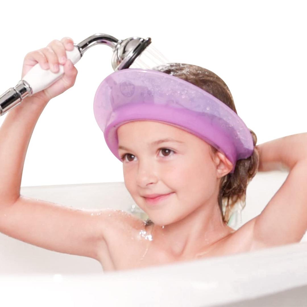 Kair Bath Visor for Babies, Silicone Air Cushioned Shower Cap for kids, Shower Water Guard for 1-9 Years Children bath and Toddler Bath (Head Circumference Greater Than 15 Inches) (Purple)